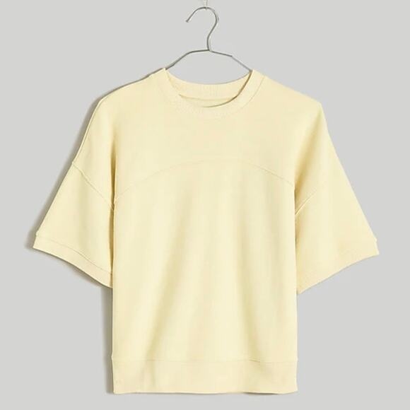 Madewell Top Womens XL Yellow Ribbed Muscle Tee Crew Neck Botanical Dye - Picture 11 of 11